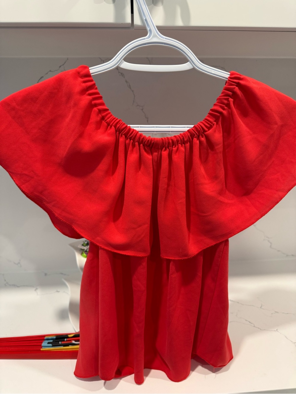 Wilfred Red Ruffled Square-Neck Blouse - Picture 3 of 4